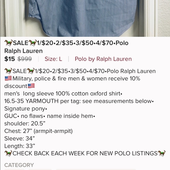Men Polo by Ralph Lauren Long Sleeve Button Down - Picture 8 of 8